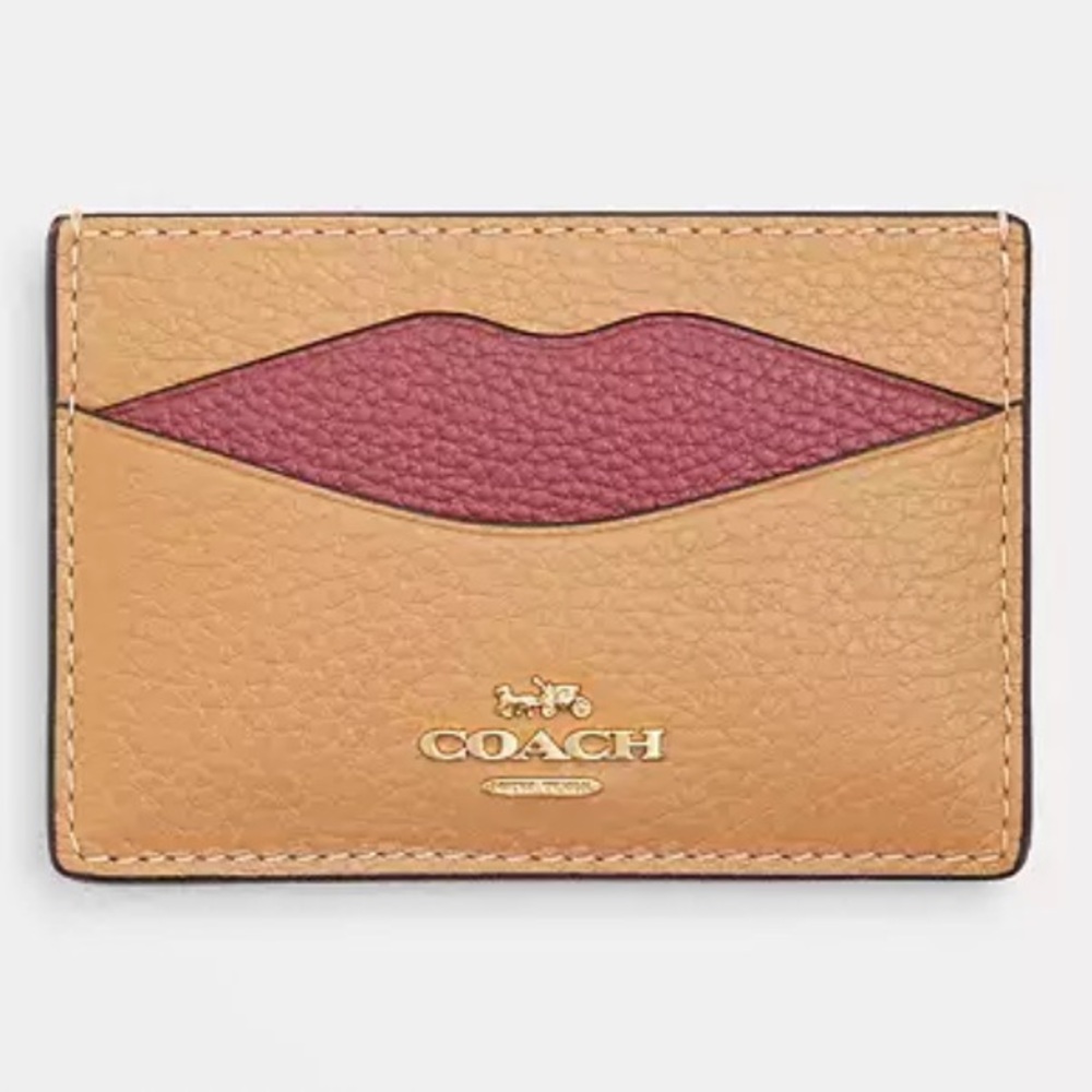 Coach Tan and Pink Leather Card Case